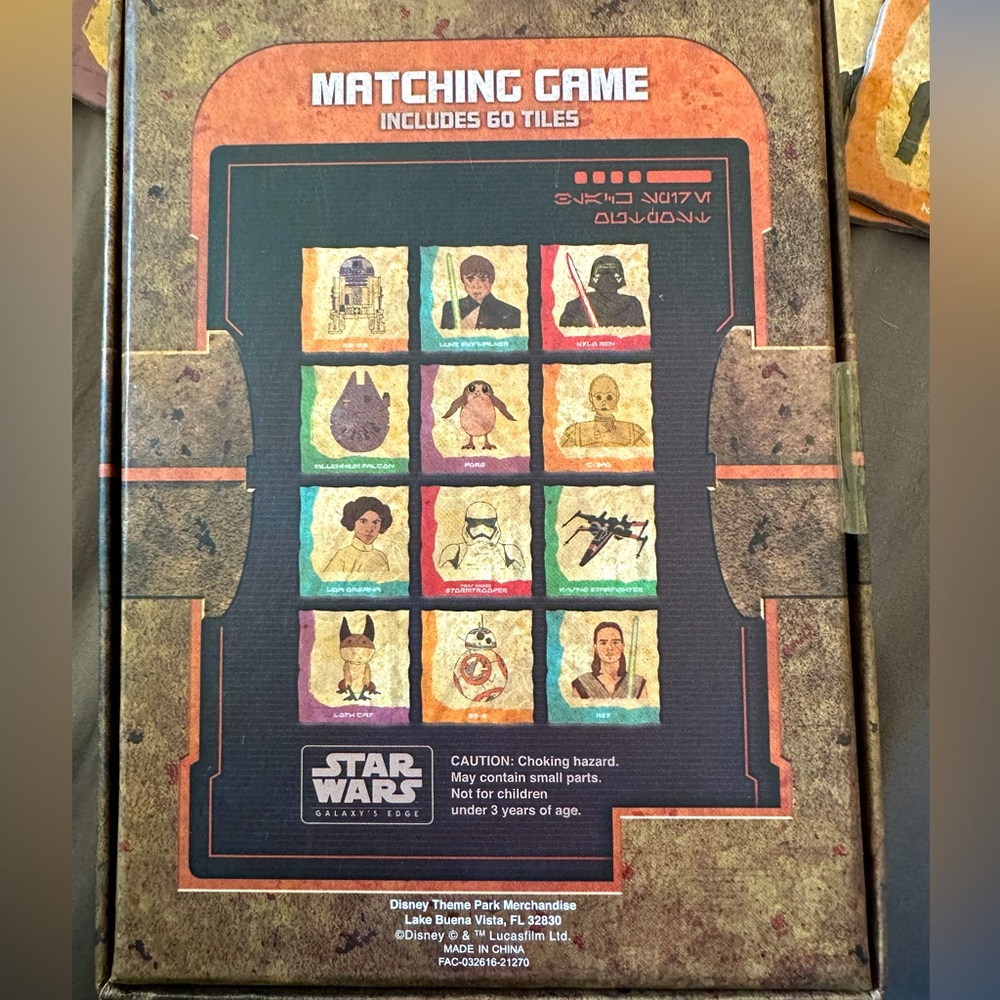 Star Wars Tile Matching Set- Galaxy Edge Disney Theme Park Merchandise.